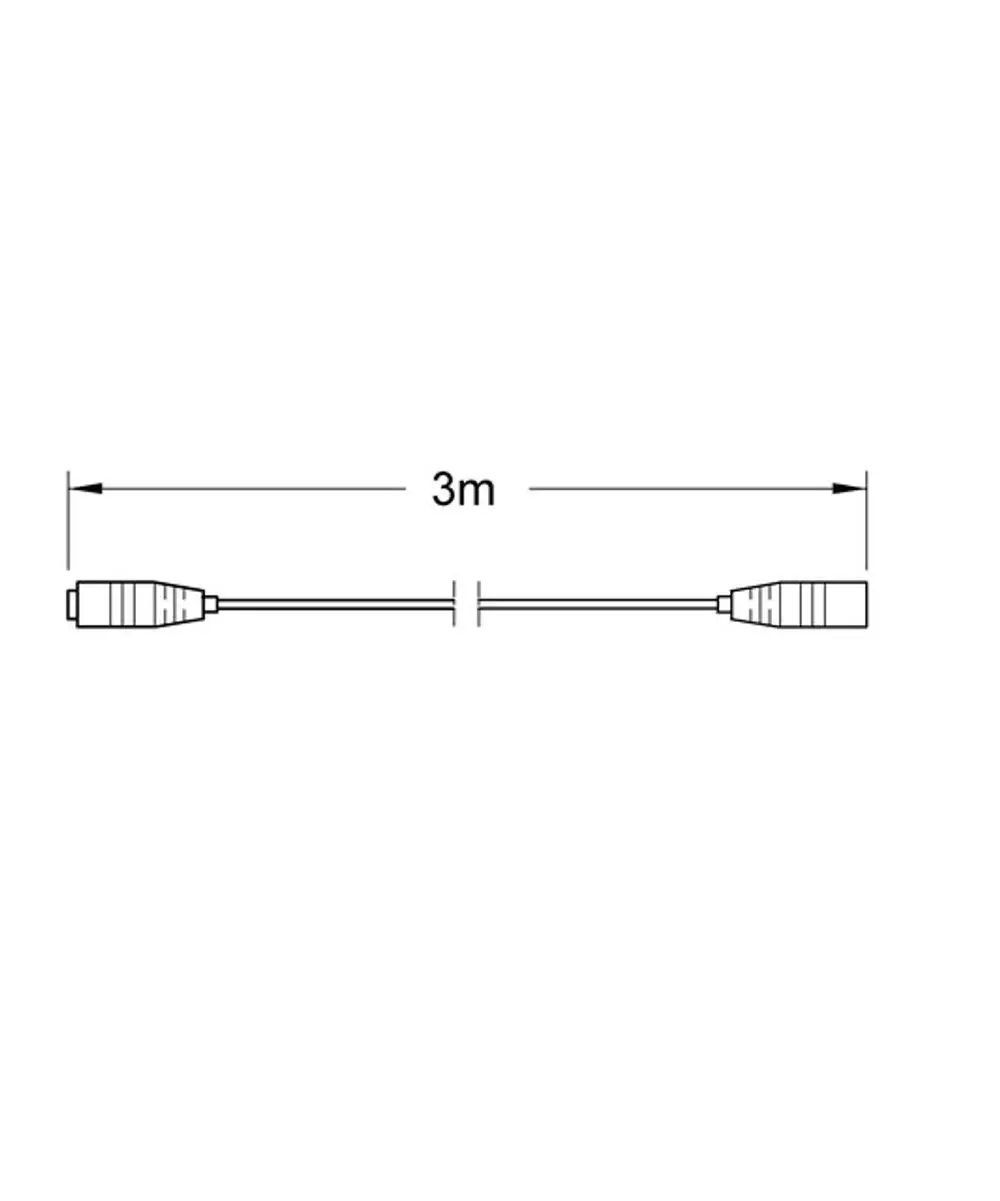 Grohe Verlängerungskabel mit zwei anschlussfähigen Enden, abgebildet in einer linearen Darstellung über eine Länge von 3 Metern.