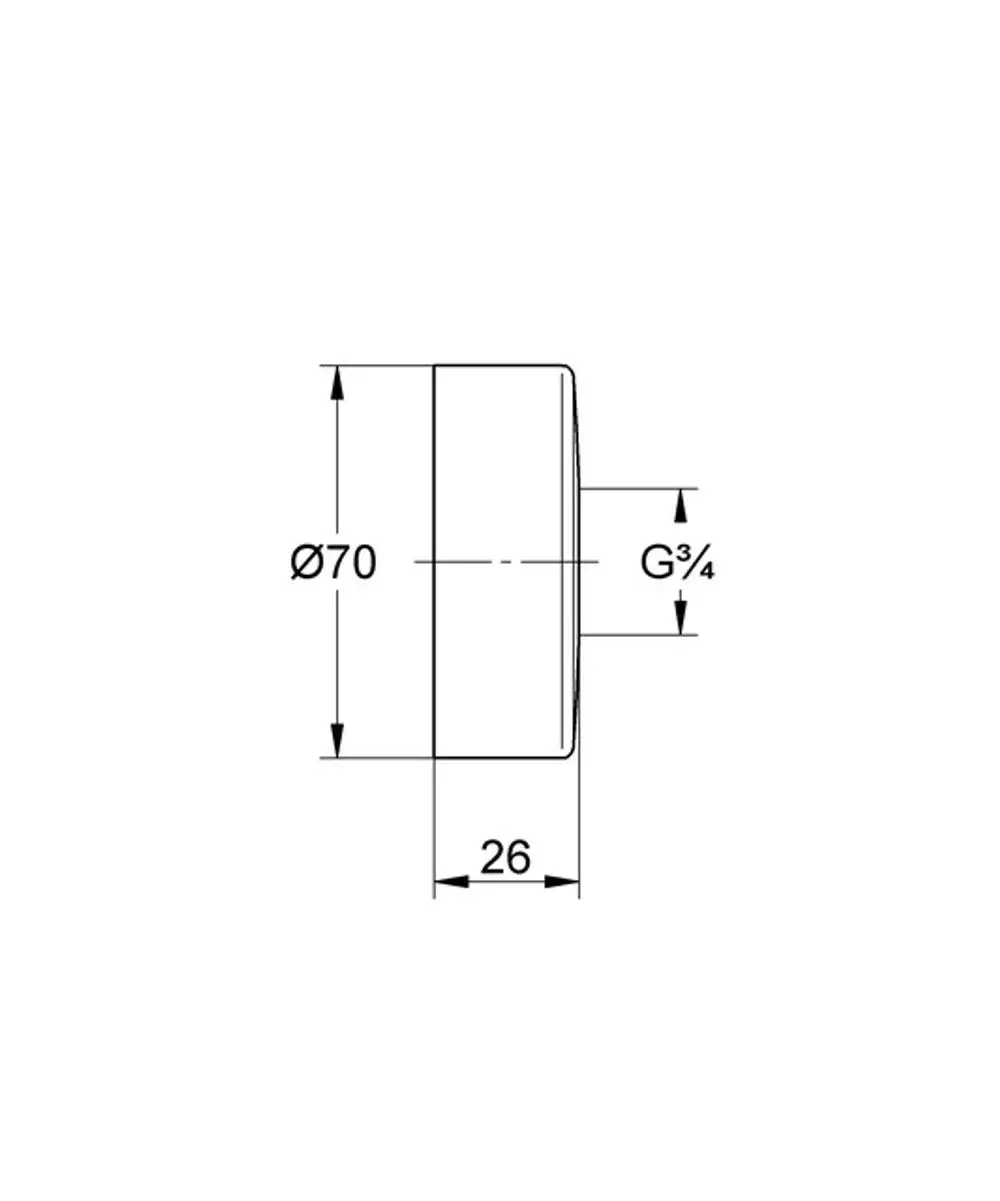GROHE Montageplatte aus Metall mit einem Durchmesser von 70 mm und einer Breite von 26 mm, geeignet für Armaturenmontagen.