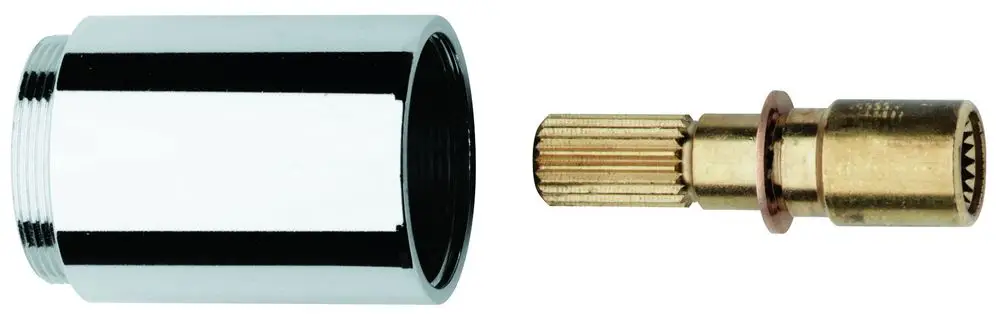 GROHE Verlängerungsset mit einem chromfarbenen zylindrischen Teil und einem verchromten Adapter, geeignet für UP-Ventile in verschiedenen Größen.