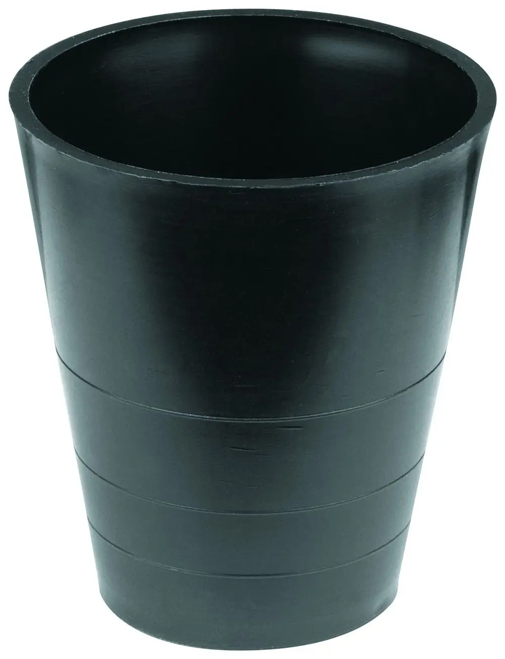 Schwarzer zylindrischer Behälter von Grohe mit glatter Oberfläche und eingeritzten Linien für bessere Handhabung, geeignet für Wassernutzung oder Pflanzgefäße.