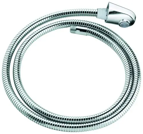 Chromfarbige Auslaufbrause von Grohe mit flexiblem Schlauch, geeignet für die Montage in Badezimmern oder Küchenanwendungen.