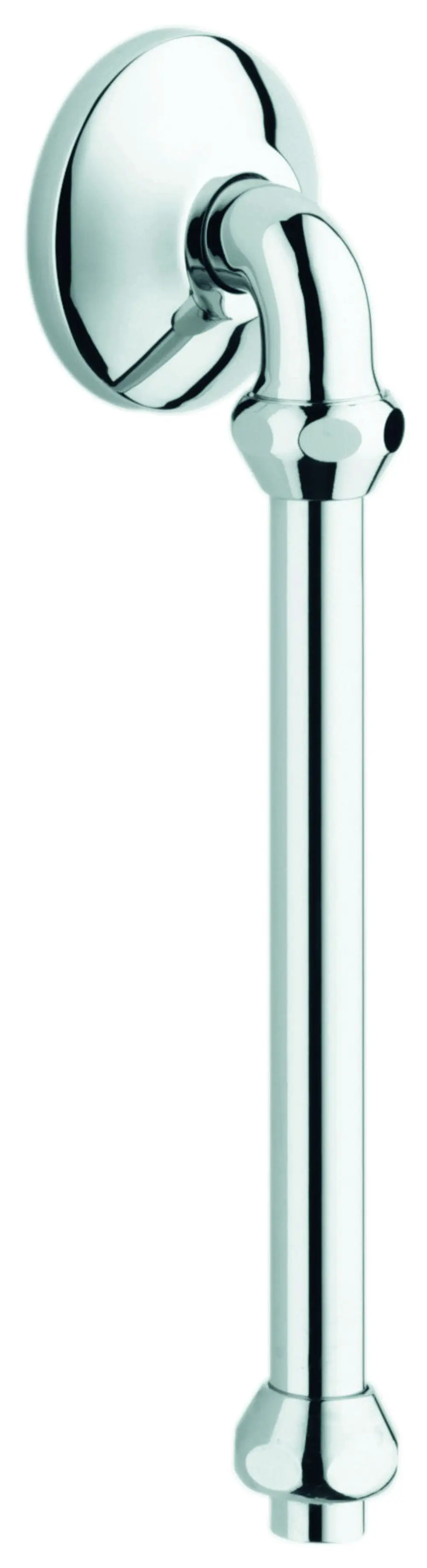 Grohe Abgangsbogen mit gebogenem Rohr und Wandbefestigung. Aus verchromtem Material, zum Anschluss von Rohrleitungen geeignet.