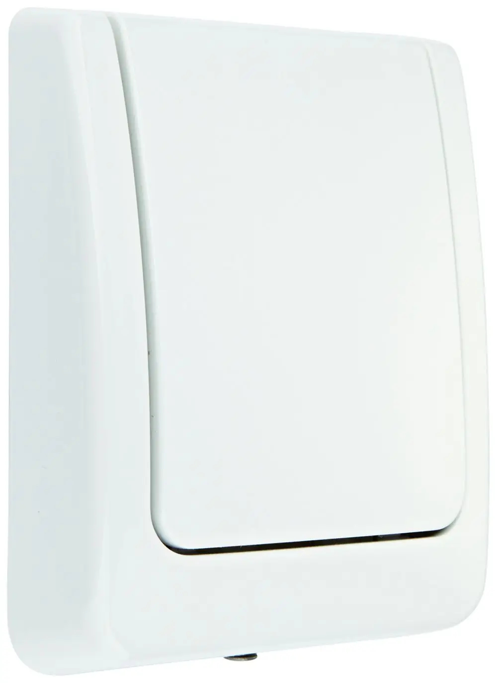 Weiße Abdeckplatte von Grohe für ein Urinal, mit einem schlichten Design und einer glatten Oberfläche, die an der Wand montiert ist.