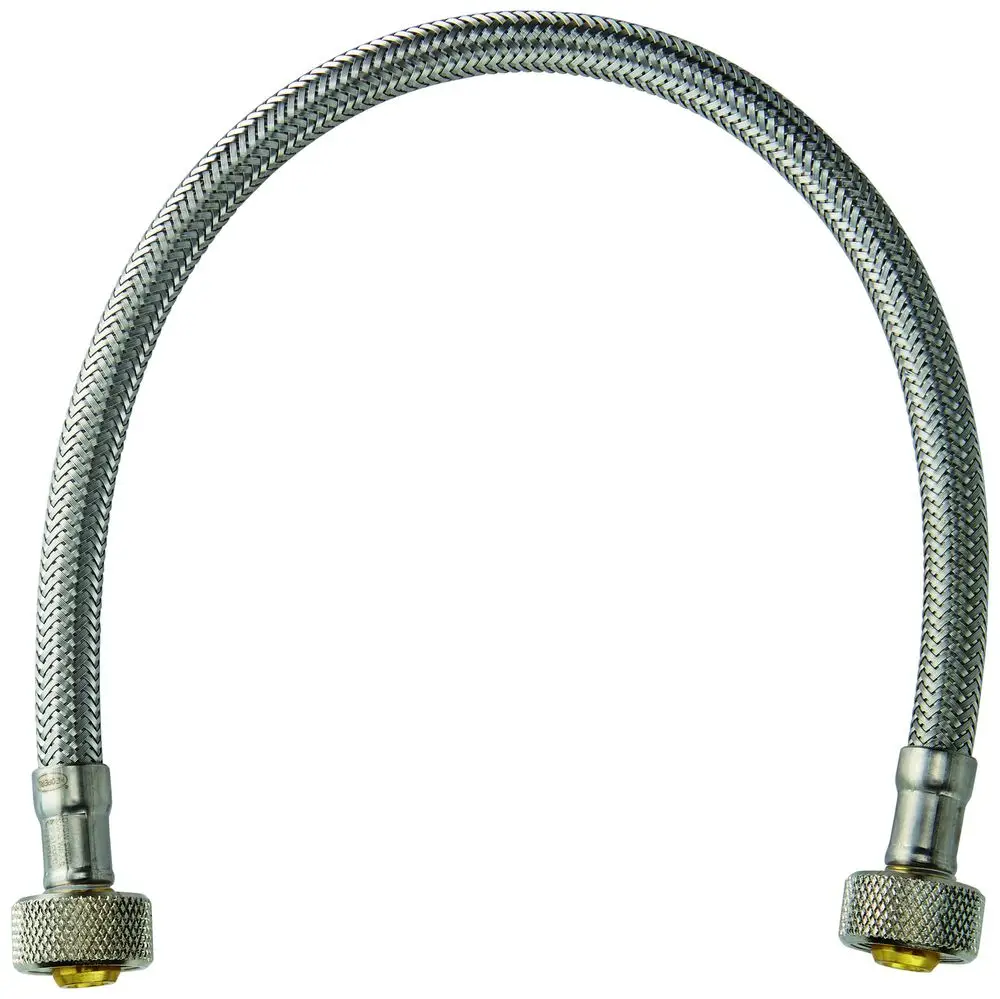 Flexibler Anschluss-Schlauch mit Metallummantelung, sind zwei Anschlüsse sichtbar. Geeignet für die Installation von Grohe WC-Spülkästen.