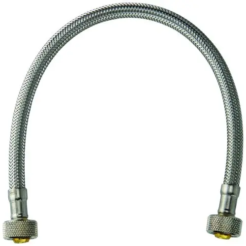 Flexibler Anschluss-Schlauch mit Metallummantelung, sind zwei Anschlüsse sichtbar. Geeignet für die Installation von Grohe WC-Spülkästen.