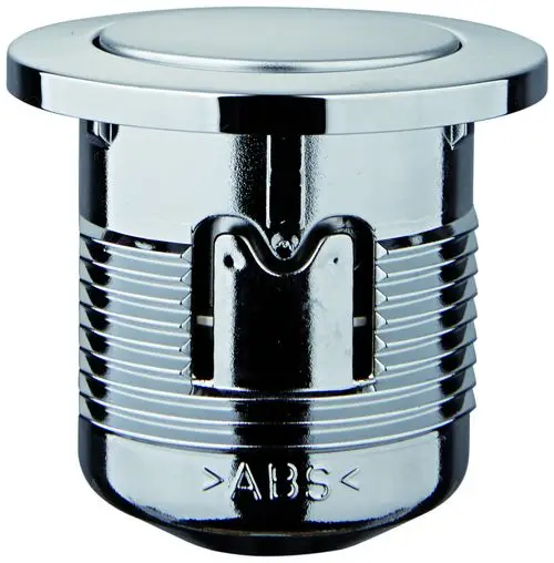 Grohe Druckknopf aus Metall mit runder Rosette in Chromoptik. Die Oberflächenstruktur ist glatt, der Mechanismus ermöglicht das einfache Betätigen des Druckknopfs.