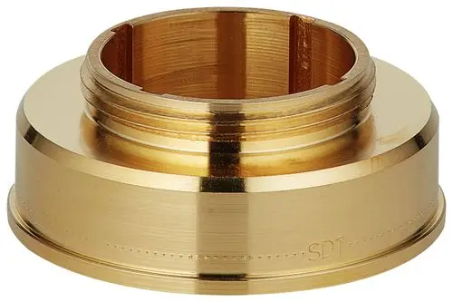 Sitz von Grohe in goldfarbenem Metall mit Innengewinde und mehreren Einkerbungen für die Montage.