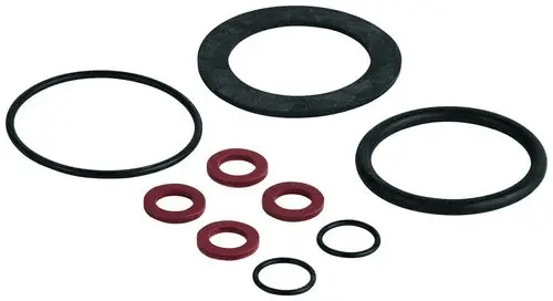 Verschiedene O-Ring-Dichtungen von Grohe in unterschiedlichen Größen, bestehend aus schwarzen und roten Dichtungen, zur Verwendung in Sanitäreinrichtungen.