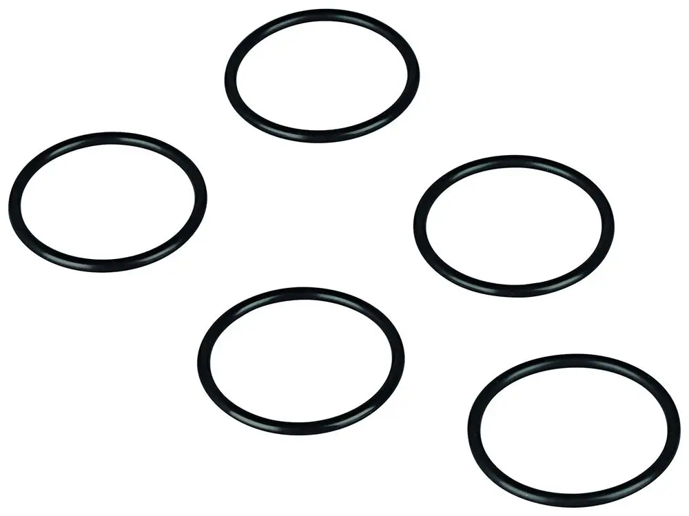 Fünf schwarze O-Ringe auf hellem Hintergrund, geeignet für verschiedene Anwendungen, angeboten von Grohe.