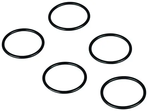 Fünf schwarze O-Ringe auf hellem Hintergrund, geeignet für verschiedene Anwendungen, angeboten von Grohe.