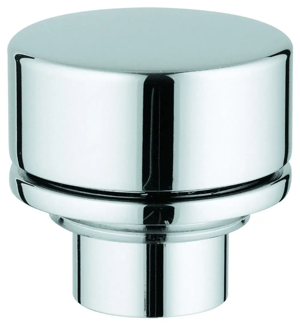 Grohe Umstellknopf in verchromtem Finish, rund und flach, mit einem zentralen Verbindungsteil für die Montage an Sanitäranlagen.