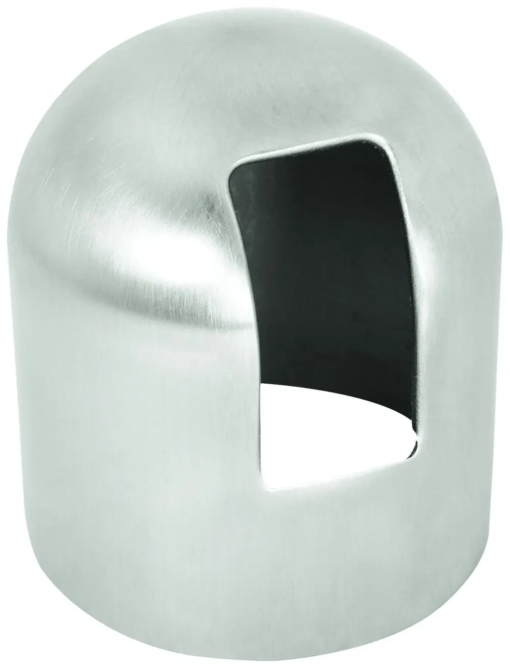 Edelstahlkappe von Grohe mit einer Öffnung auf einer Seite, geeignet für verschiedene Anwendungen. Gewölbte Form und matte Oberfläche.