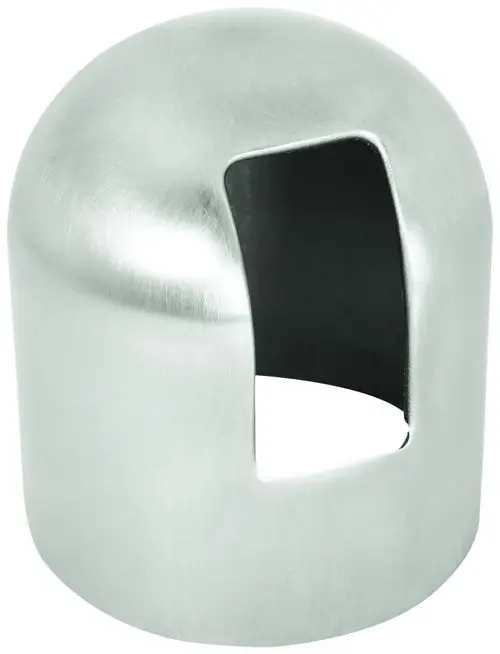 Edelstahlkappe von Grohe mit einer Öffnung auf einer Seite, geeignet für verschiedene Anwendungen. Gewölbte Form und matte Oberfläche.
