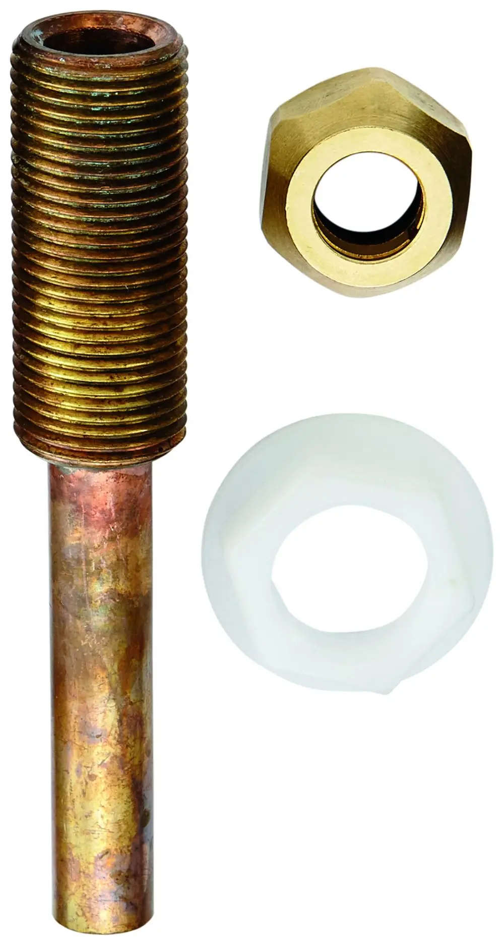 GROHE Bauteil bestehend aus einem gewindekonfektionierten Metallrohr, einer Metallmutter und einer Kunststoffmutter, die zum Füllventil eingesetzt werden.