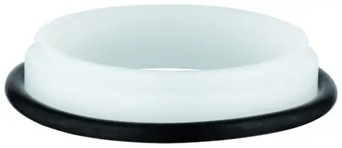 GROHE Zentrierring in hellem Material mit schwarzem Rand. Der Ring hat eine runde Form und könnte in Sanitäranlagen verwendet werden.