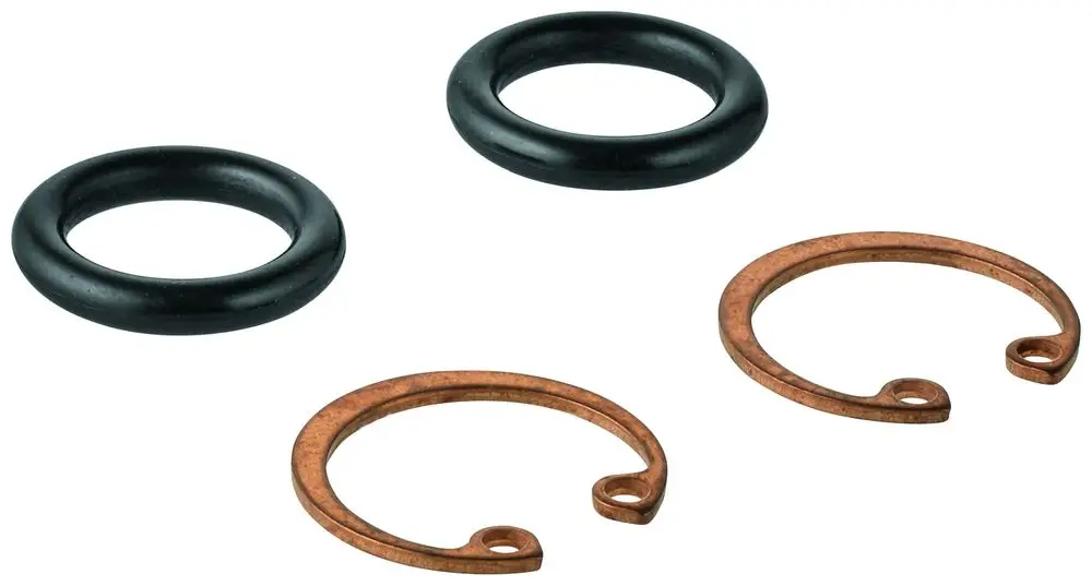 GROHE Sicherungsringe in Schwarz und Kupfer, geeignet für verschiedene Anwendungen. Die Ringe sind in unterschiedlichen Formen und Größen abgebildet.