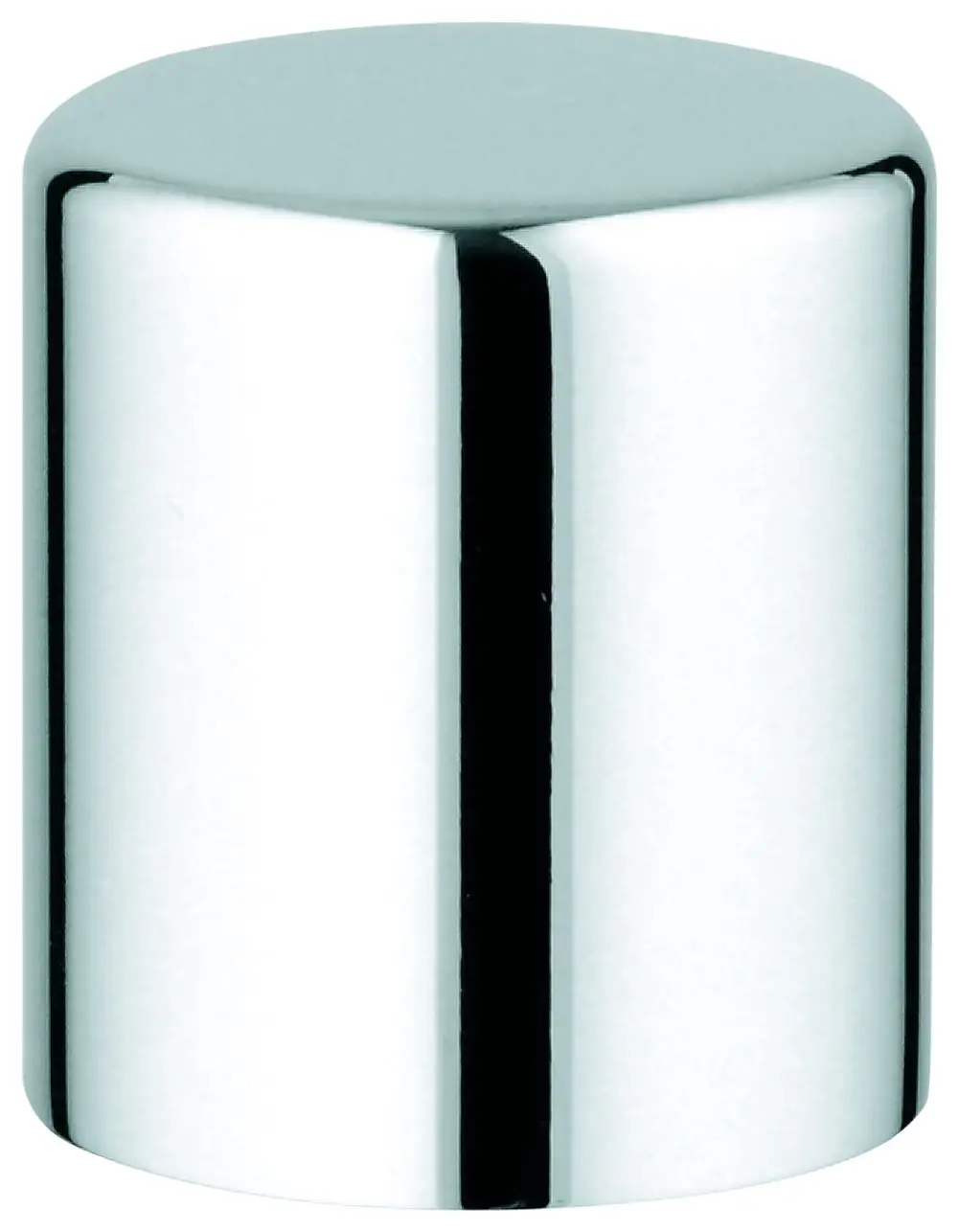 Runder, glänzender Umstellknopf aus chrominiertem Material von Grohe, mit glatter Oberfläche und ohne sichtbare Beschriftungen.