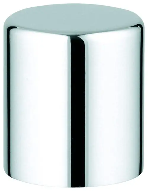 Runder, glänzender Umstellknopf aus chrominiertem Material von Grohe, mit glatter Oberfläche und ohne sichtbare Beschriftungen.