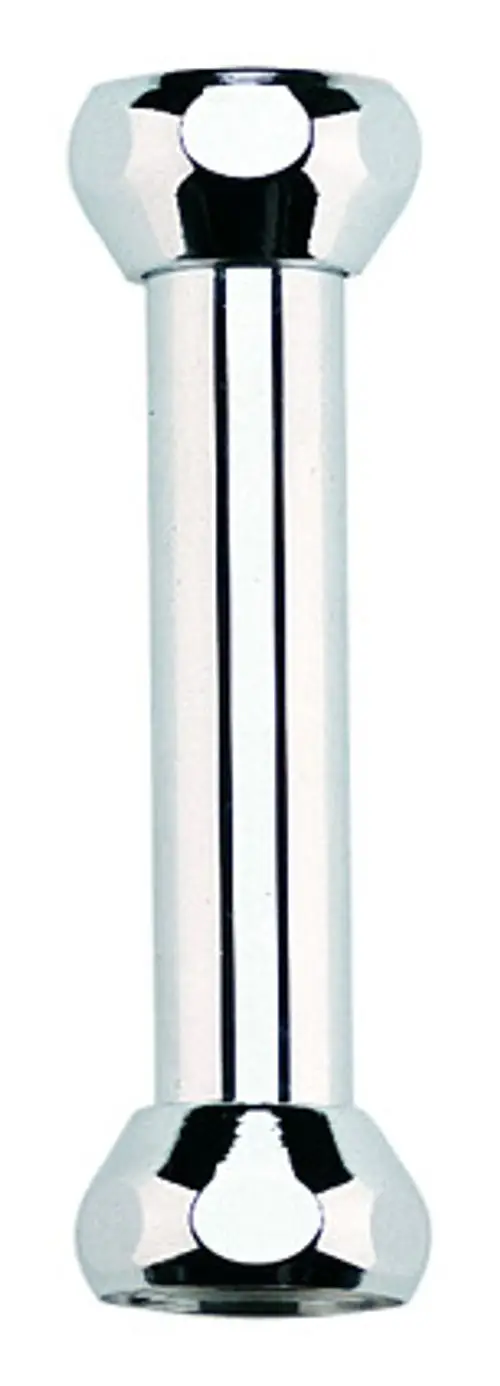 Verchromtes Verlängerungsrohr von Grohe, zylindrische Form mit abgerundeten Enden, geeignet für verschiedene Installationen im Sanitärbereich.