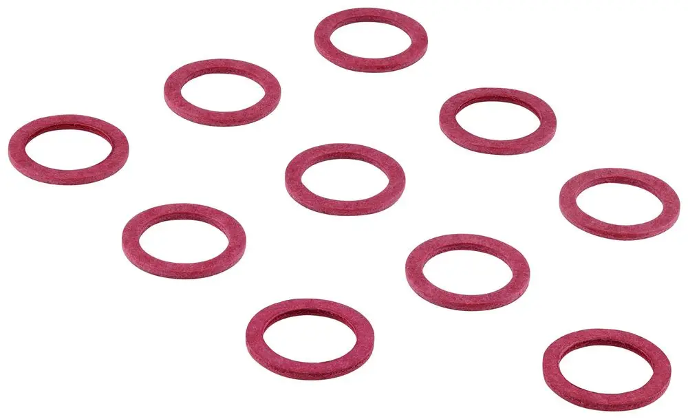 Rote Dichtungsringe von Grohe, auf einer weißen Fläche angeordnet. Die Ringe sind gleichmäßig geformt und ohne sichtbare Markierungen oder Aufdrucke.