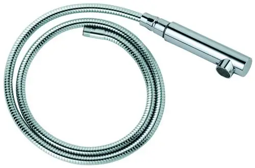 Chromfarbige Auslaufbrause von Grohe, mit flexibler Schlauchleitung, geeignet für Spültischbatterien.