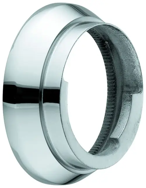 Grohe Anschlagring in glänzender chromfarbener Ausführung, mit glatter und strukturierter Innenseite, geeignet für Sanitärinstallationen.
