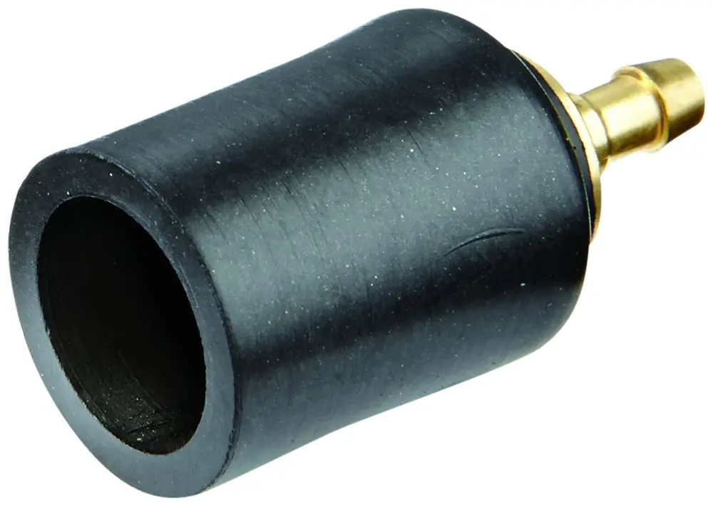 Schwarze Schlauchdichtung mit einer metallischen Verbindung, geeignet für die Installation an Hand-Fernbetätigungen von Grohe.
