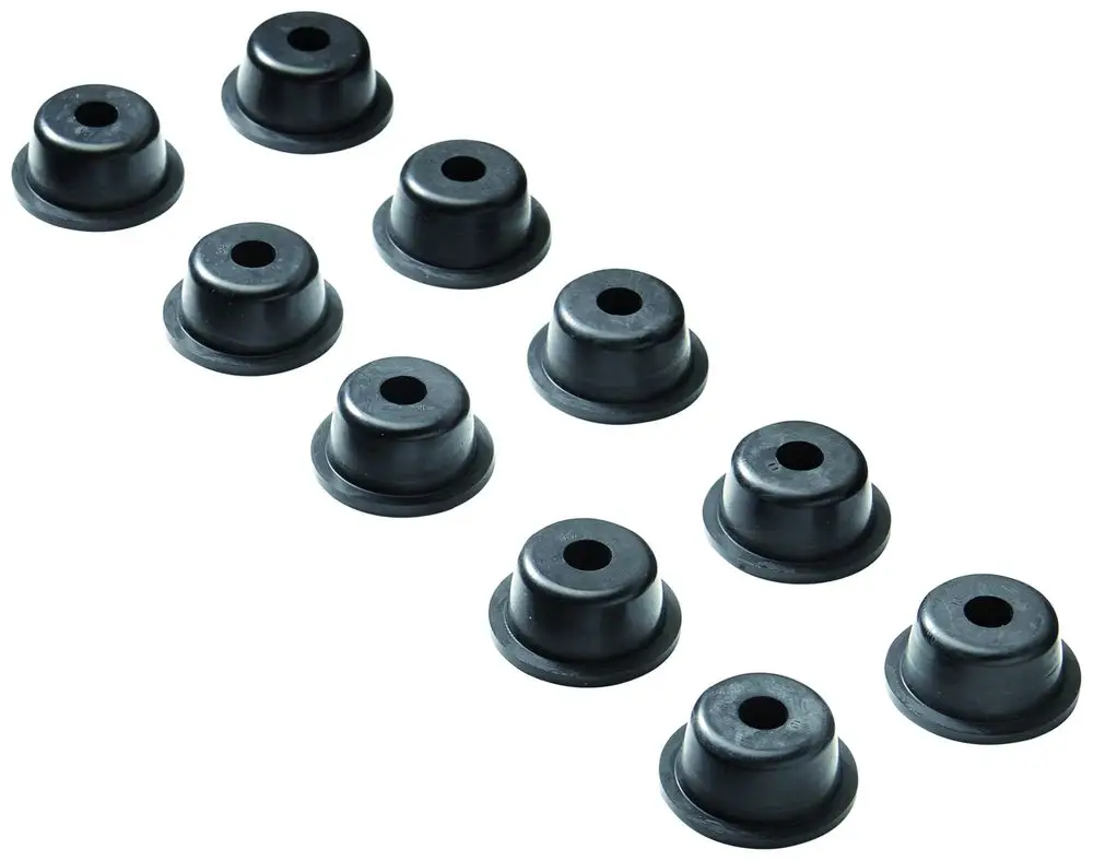 Schwarze Gummiteile in konischer Form mit mittigem Loch, angeordnet in zwei Reihen. Geeignet für Produkte von Grohe, möglicherweise für Urinal-Spüler.