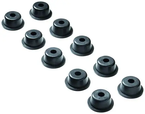 Schwarze Gummiteile in konischer Form mit mittigem Loch, angeordnet in zwei Reihen. Geeignet für Produkte von Grohe, möglicherweise für Urinal-Spüler.
