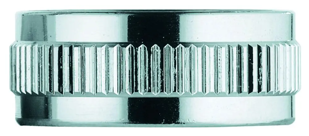 Grohe Verschlusskappe aus Metall mit geriffelter Oberfläche, geeignet für Rohrleitungen. Die Kappe hat eine kreisförmige Form und wird für den sicheren Abschluss verwendet.