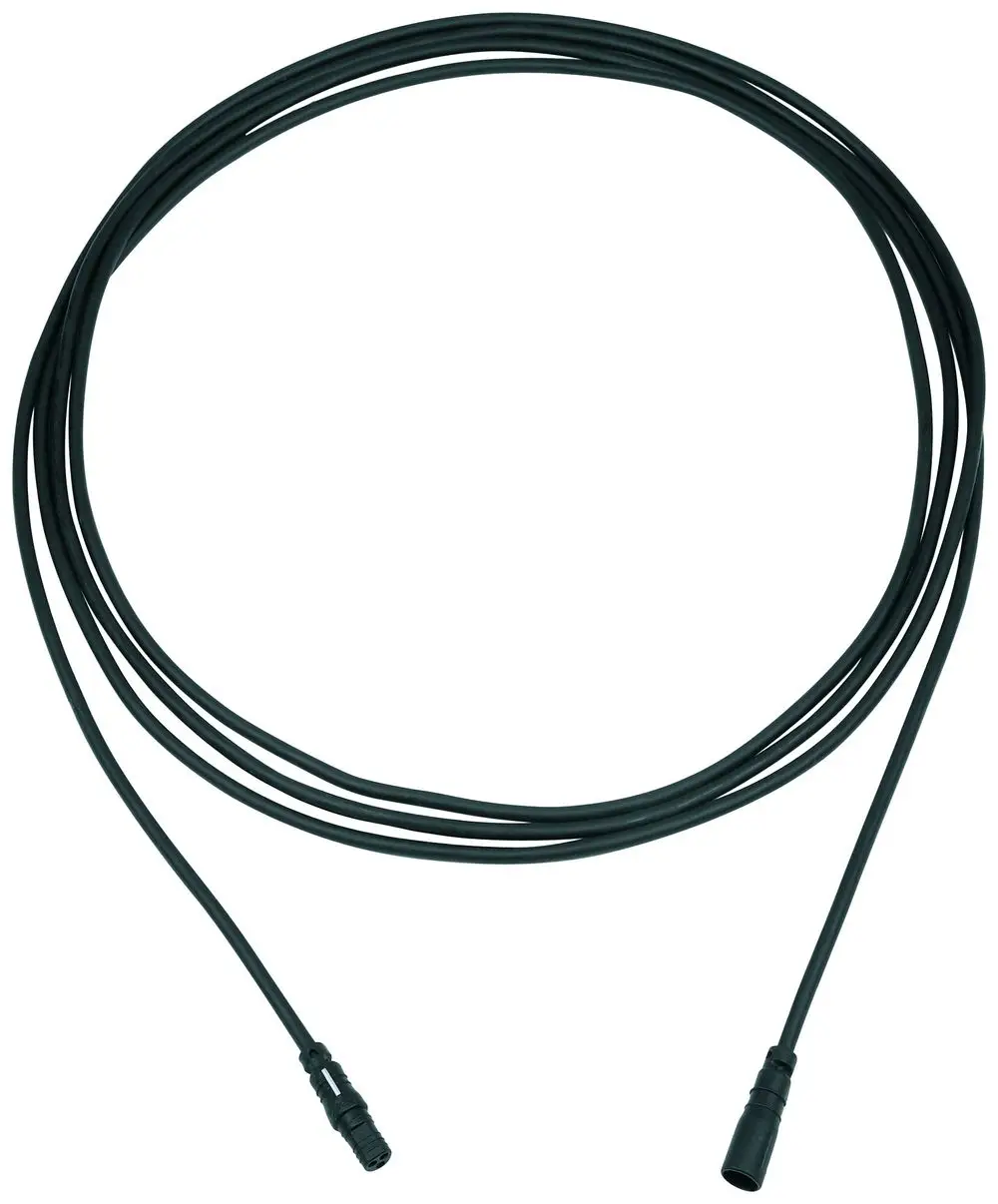 Schwarzes Anschlusskabel mit zwei Steckverbindern, geeignet für die Verwendung mit Grohe-Produkten. Kabel ist geschwungen und hat eine flexible Form.