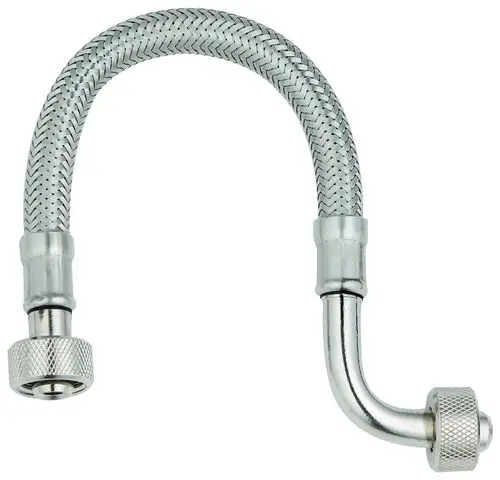 Flexibler Schlauch mit gewelltem Design und zwei Anschlüssen, hergestellt von Grohe. Eignet sich für den Anschluss in Sanitärinstallationen.