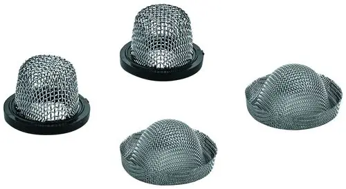 GROHE Schmutzfangsiebe in chromfarbenem Metall, rund mit Mesh-Struktur, zum Einsatz in Sanitäranlagen, in einer Packung mit zwei Stück.