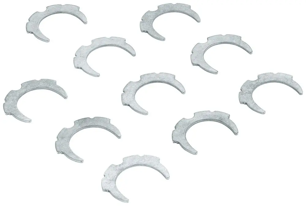 Zehn glänzende Sicherungsscheiben von Grohe in halbrunder Form, ideal für verschiedene Anwendungen im Sanitärbereich.