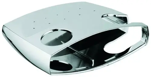 GROHE Konsole aus glänzendem Metall mit zwei runden Ausschnitten und mehreren Löchern auf der Oberseite, geeignet für die Montage von Brausestangen.