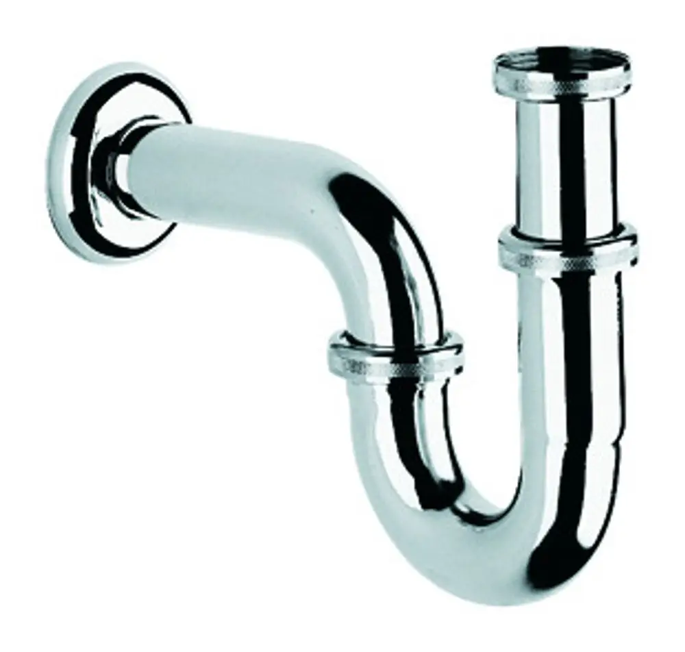 Geruchverschluss aus Chrom, typisches u-förmiges Design, zur Montage unter einem Waschbecken, hergestellt von Grohe.