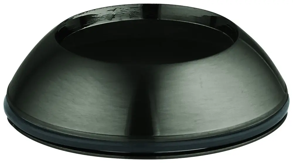 GROHE Kappe in gebürstetem Finish, halbkreisförmige Form, mit glatter Oberfläche und einem schwarzen Rand. Ideal für Sanitärinstallationen.