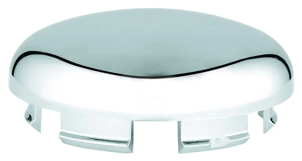 Runde, reflektierende Abdeckkappe aus Metall mit Clips zur Befestigung, geeignet für Wandanschluss von Grohe Produkten.