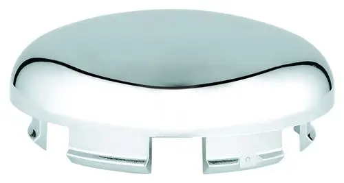 Runde, reflektierende Abdeckkappe aus Metall mit Clips zur Befestigung, geeignet für Wandanschluss von Grohe Produkten.