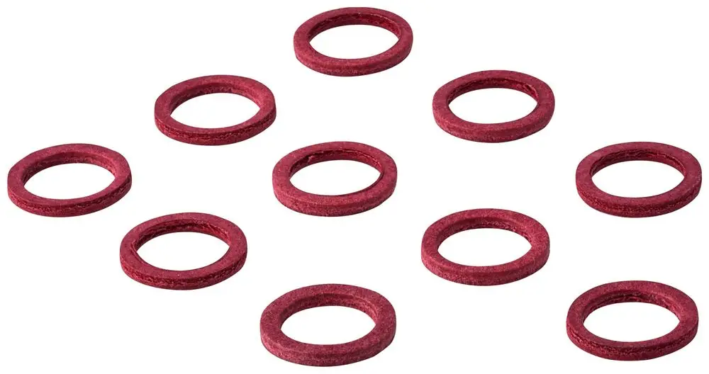 GROHE Dichtungsringe in Rot, in verschiedenen Größen, zur Verwendung in Sanitärinstallationen. Zehn Ringe liegen auf einer weißen Fläche.