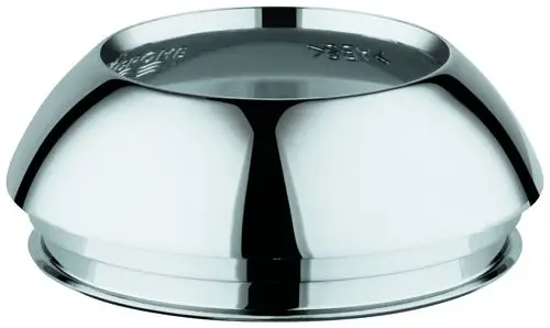 Grohe Kappe aus verchromtem Material, mit einer glatten, runden Form. Die Oberfläche spiegelt Licht und Umgebungen wider.