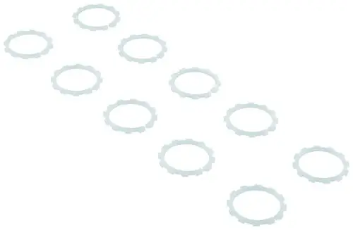 Zehn transparente Führungsringe von Grohe in ringförmiger Form, geeignet für die Montage von Griffen. Die Ringe sind gleichmäßig angeordnet.