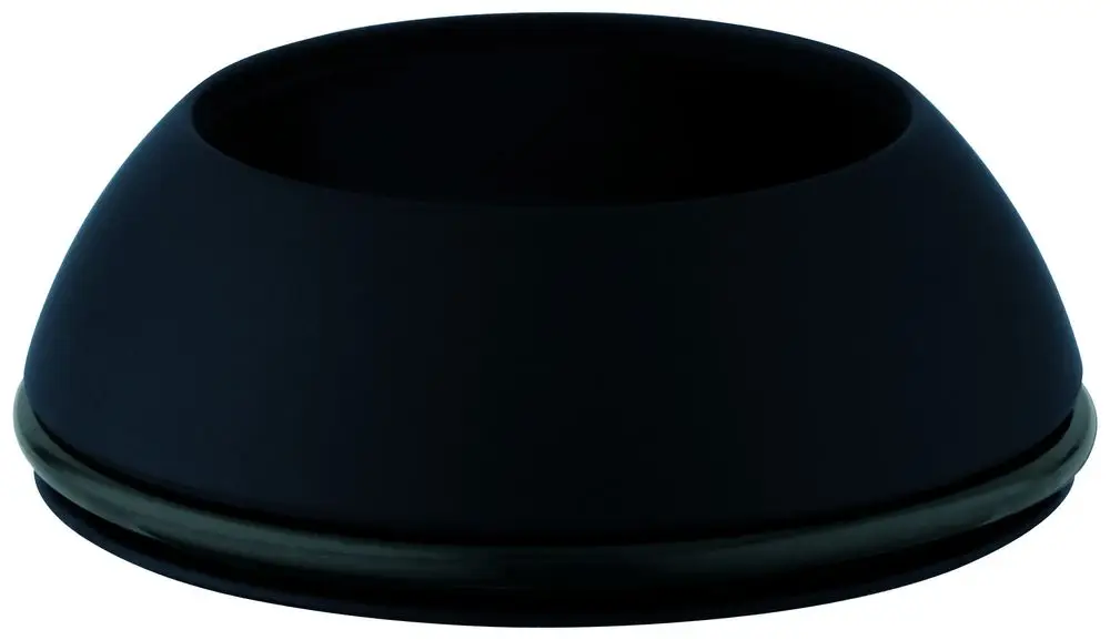 Schwarze Kappe von Grohe mit runder Form und glatter Oberfläche, ideal zur Abdeckung von Armaturen oder Installationen.