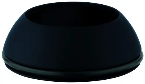 Schwarze Kappe von Grohe mit runder Form und glatter Oberfläche, ideal zur Abdeckung von Armaturen oder Installationen.
