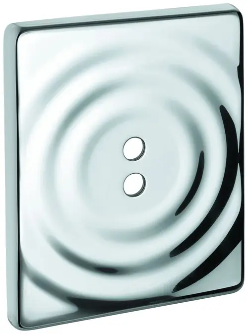 GROHE Abdeckplatte in Chrom mit zwei Öffnungen, präsentiert eine glatte, reflektierende Oberfläche und ein quadratisches Design zur Abdeckung von Installationen.
