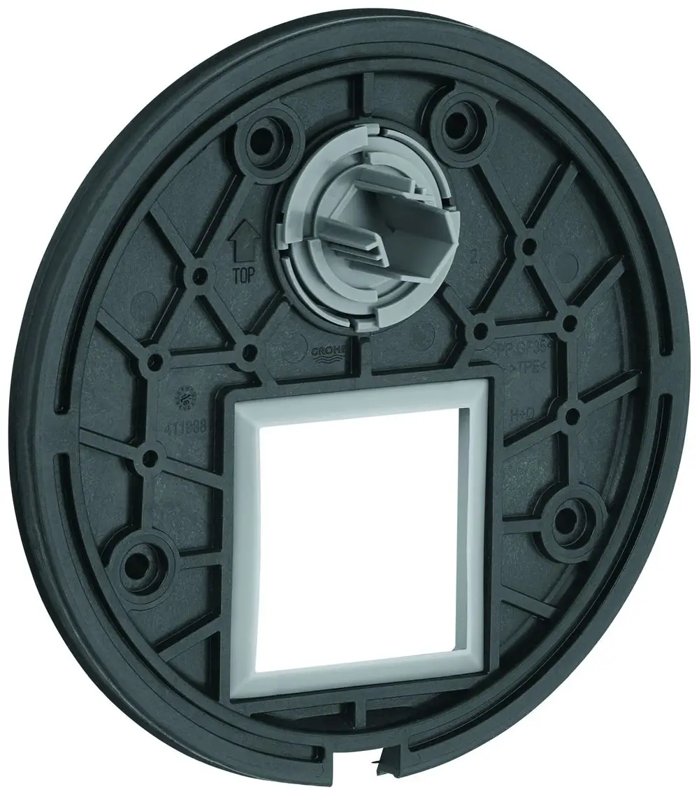 Montageplatte von Grohe in runder Form mit zentraler Aussparung und mehreren Befestigungsbohrungen, geeignet für eine 3-Wege Umstellung.