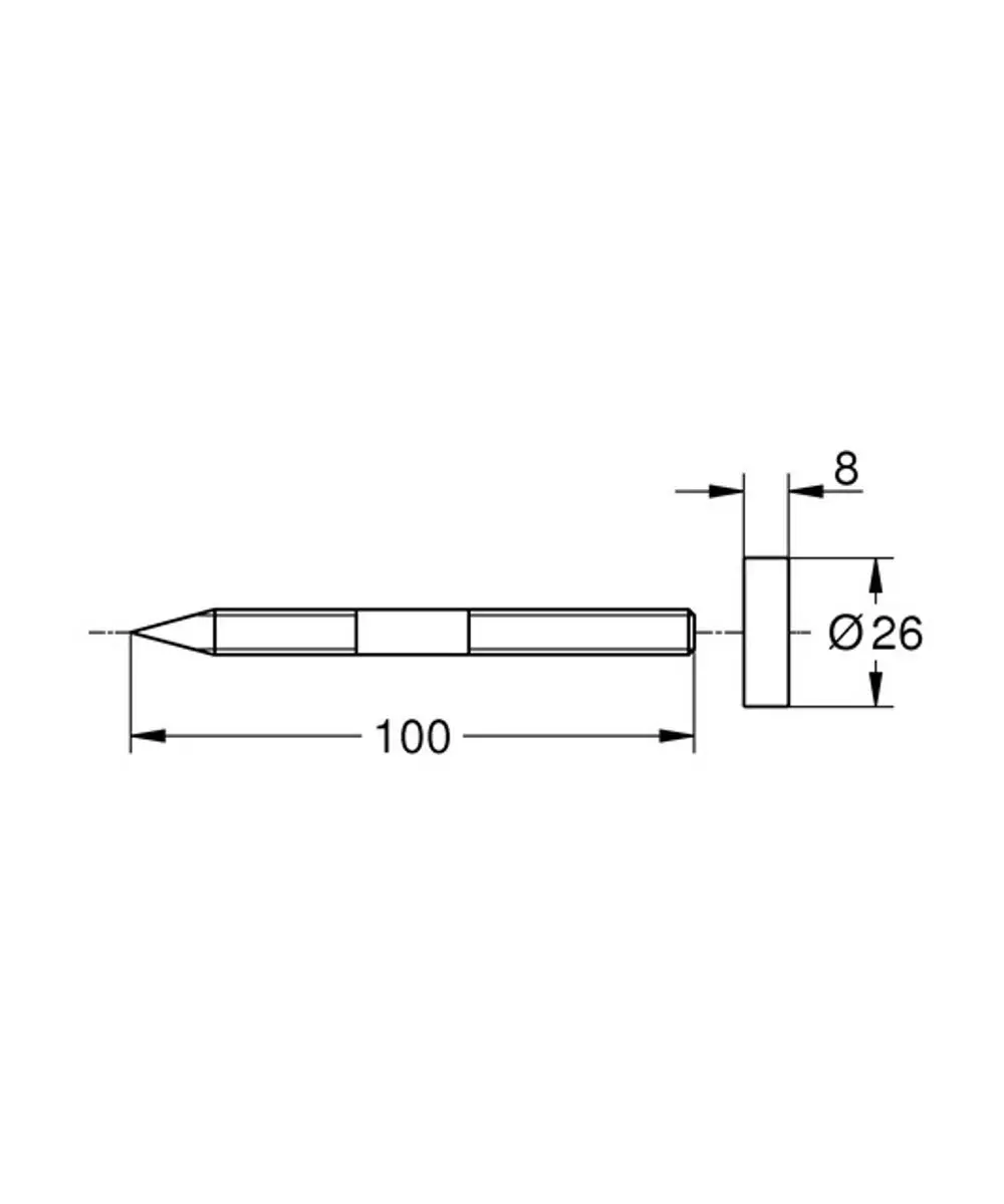 Technisches Zeichnungsdiagramm einer Ausgleichsscheibe mit Maßangaben, die die Geometrie und Abmessungen eines Grohe-Produkts darstellen.