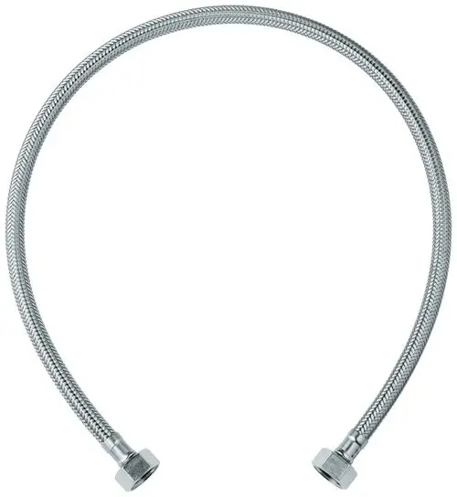 Edelstahl-Anschlussschlauch mit zwei gewinkelten Enden, geeignet für Sanitärinstallationen von Grohe Duschsystemen.