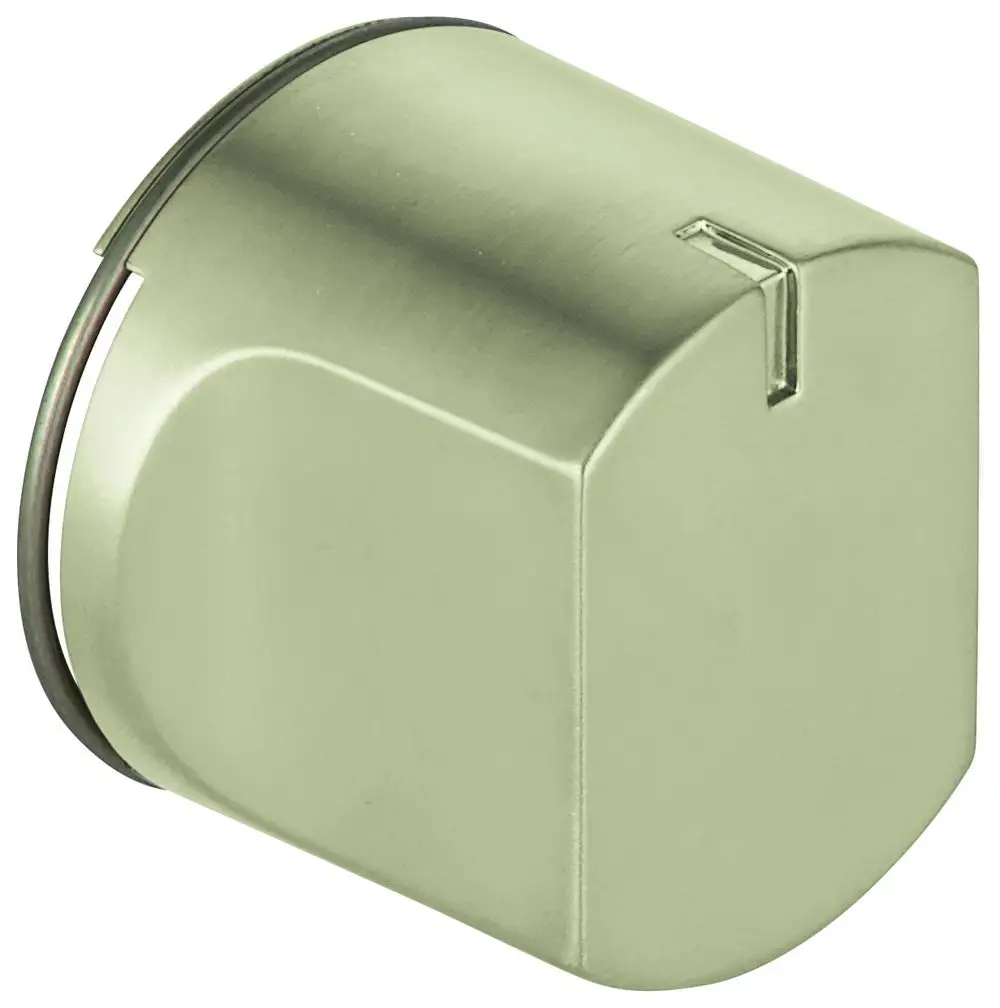 Runder Umstellknopf von Grohe in gebürstetem Nickel, mit glatter Oberfläche und einer Aussparung zur Bedienung, für die Verwendung in Wasserinstallationen.