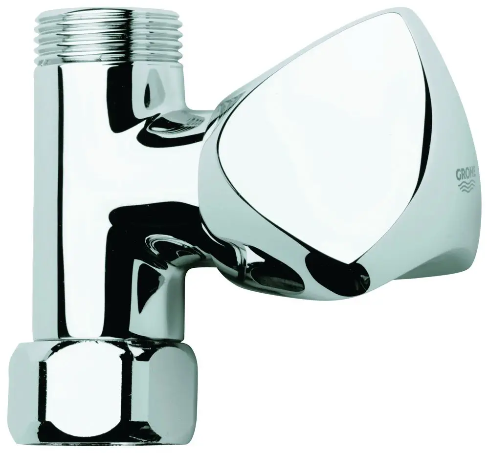 GROHE Absperrventil in chromfarbener Oberfläche, mit einem gewindedurchmesser und markantem Griff, eignet sich für die Installation in Wasserleitungssystemen.